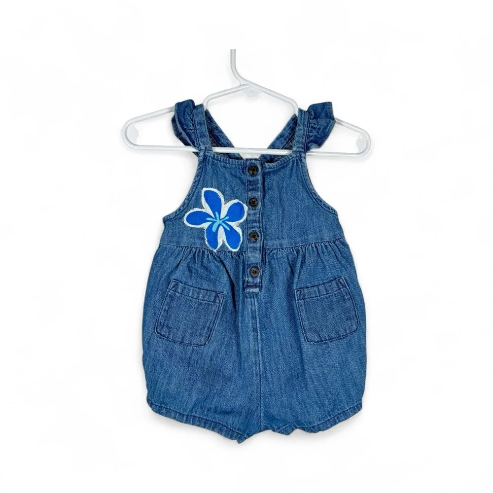 Old Navy LILO and Stitch 6-12 Month Classic Blue Denim Overalls Hand‎ Crafted